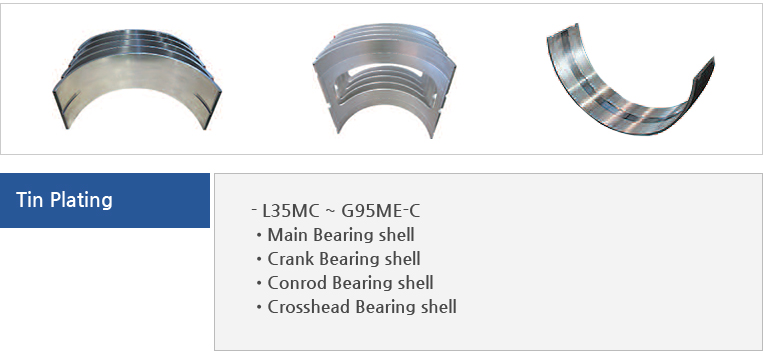 Tin Plating, L35MC~G95ME-C(main bearing shell, crank bearing shell, conrod bearing shell, crosshead bearing shell
